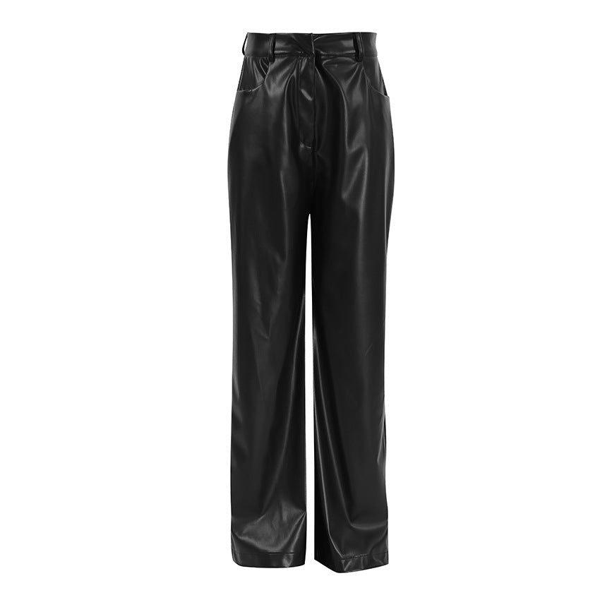 DEBBIE | WIDE-LEG LEREN BROEK