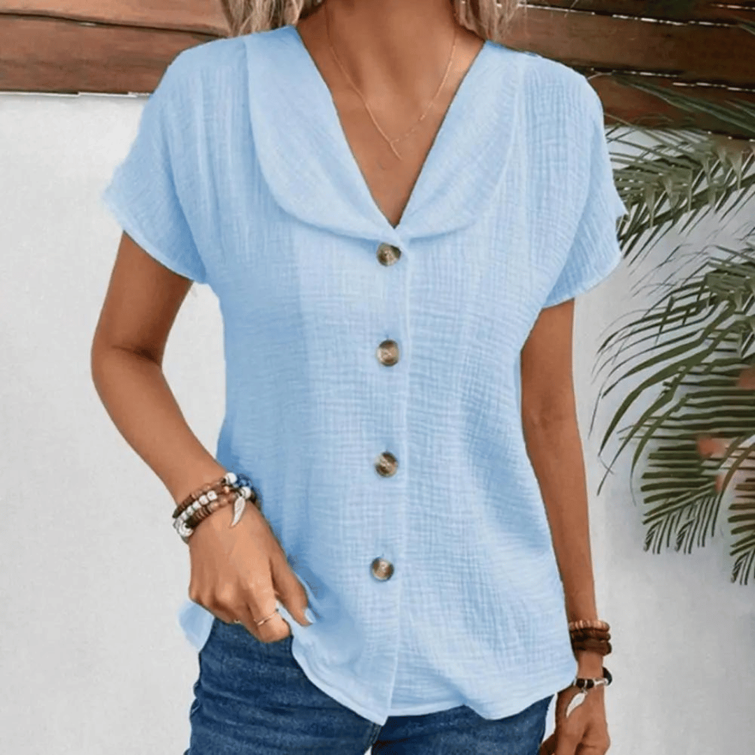 Perla™ l Blouse met comfortabele kraag en knopen