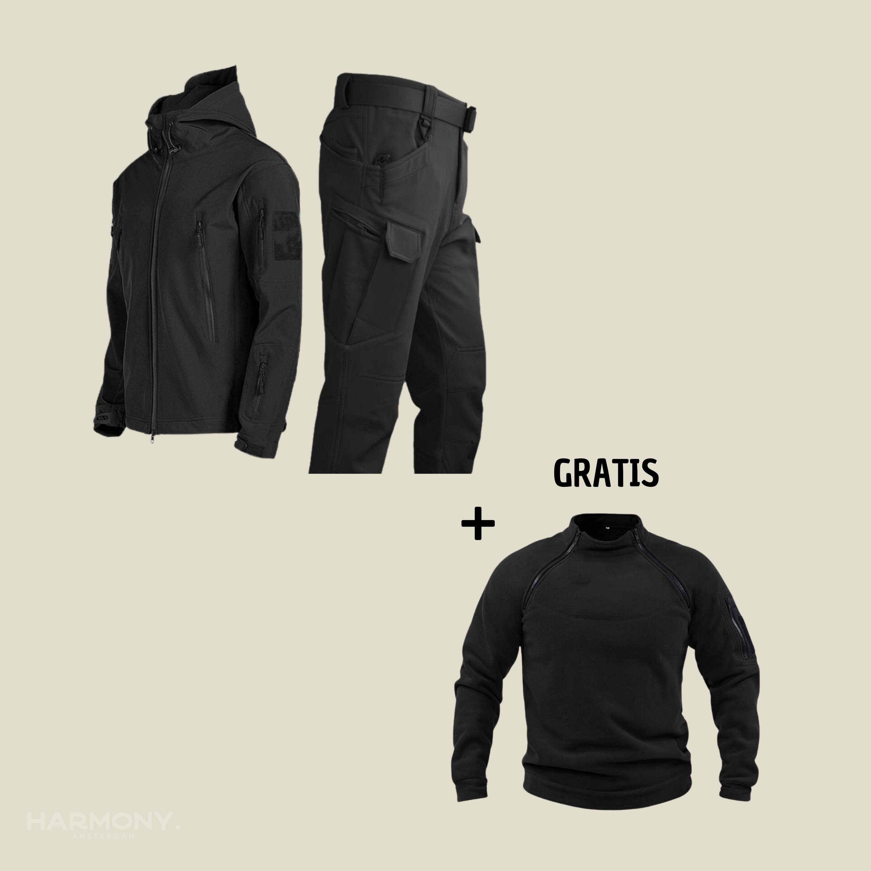 Florian | Tactisch Wind- en Waterdicht Pak + Gratis Fleece Trui