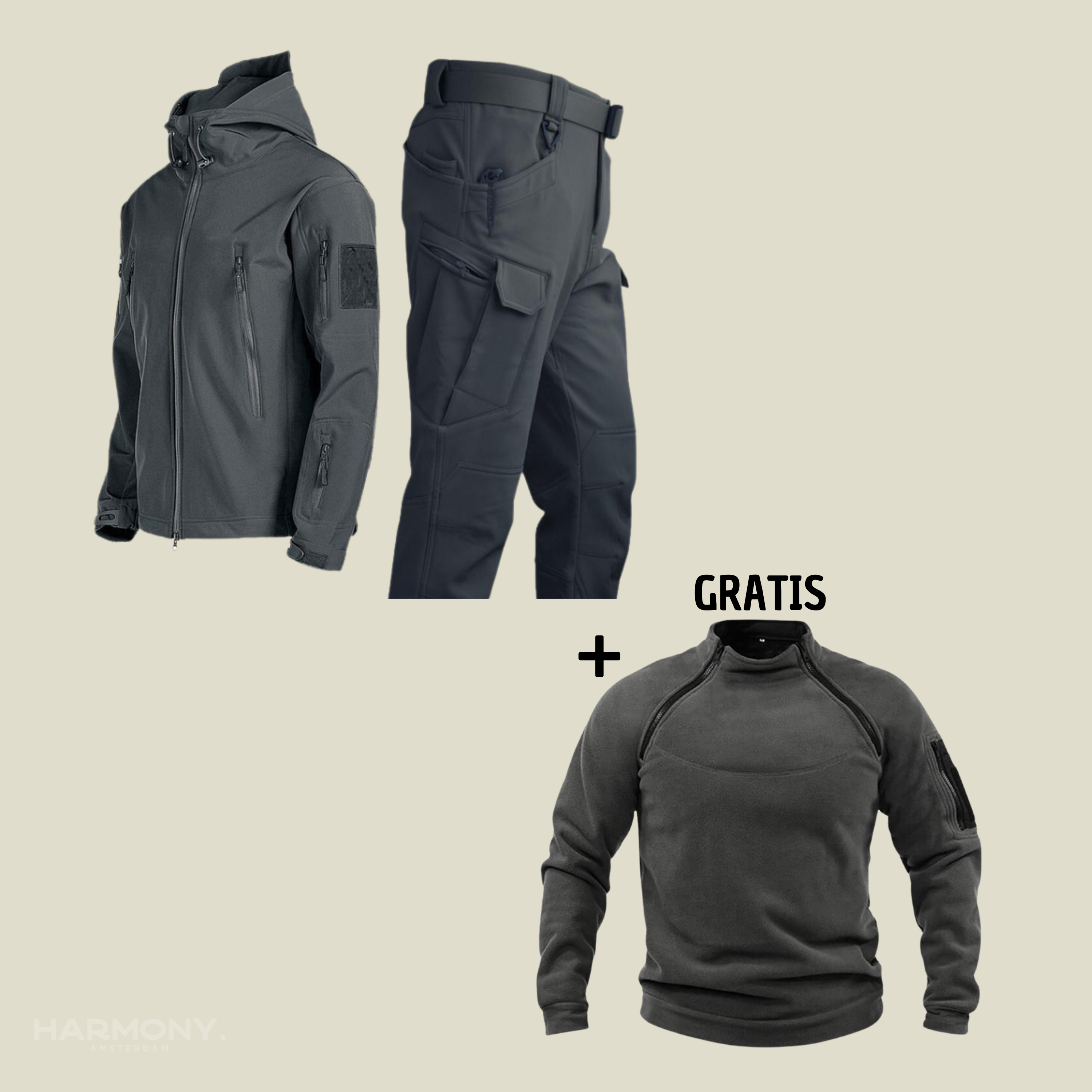 Florian | Tactisch Wind- en Waterdicht Pak + Gratis Fleece Trui