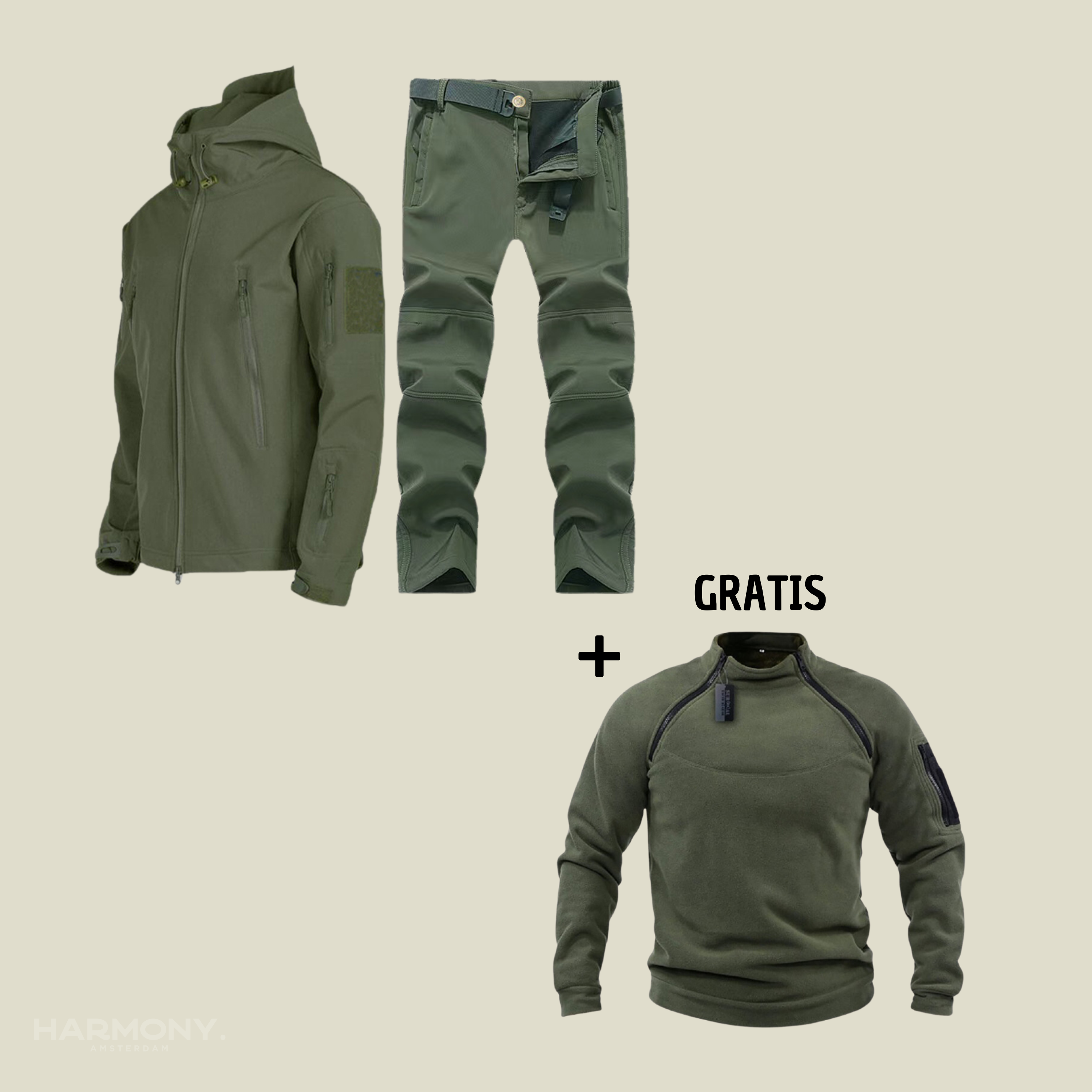 Florian | Tactisch Wind- en Waterdicht Pak + Gratis Fleece Trui